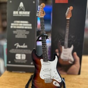 Fender Miniature Guitar with Sunburst and White Accents